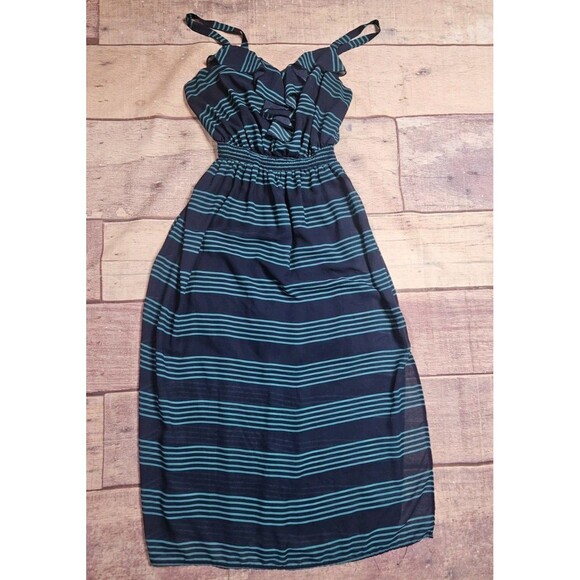 Faded Glory Maxi Dress Plus Size 2X Blue Striped - Picture 1 of 8